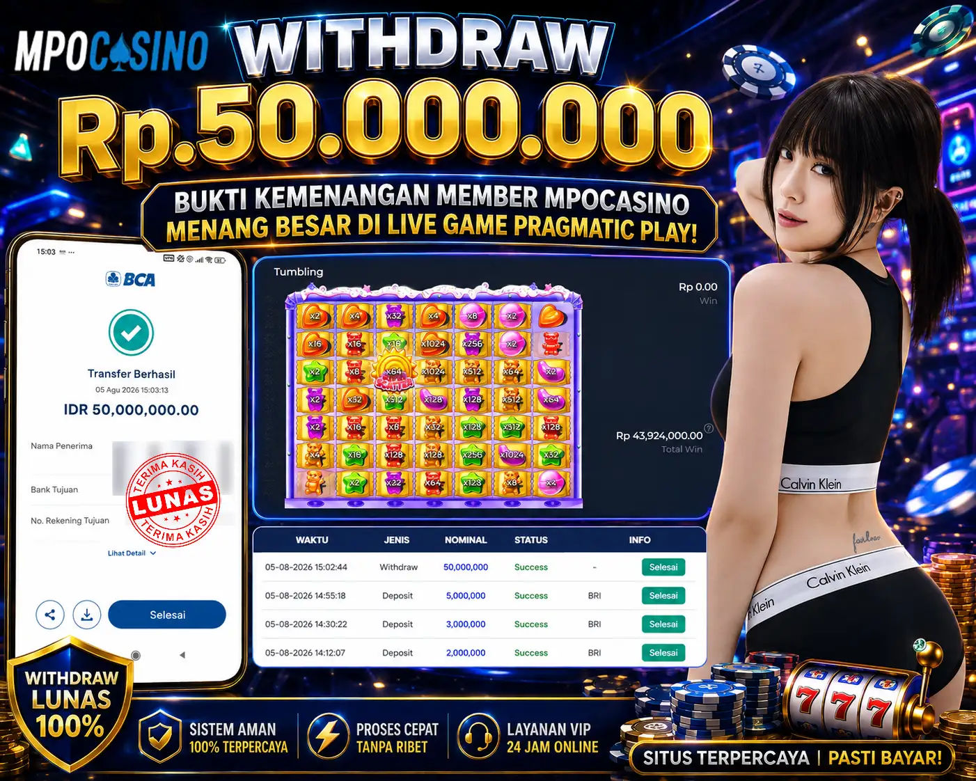 MAXWIN !! MENANG BESAR DI PERMAINAN SUGAR RUSH SUPER SCATTER !!! MPOCASINO BAYAR LANGSUNG LUNAS SEBESAR Rp 50.000.000 !!!