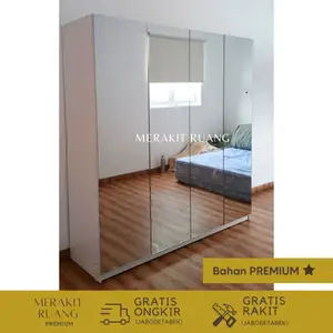 Lemari Pakaian Full Cermin Swing Door Frameless
