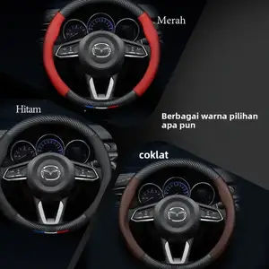 2025 Mazda 3 Mazda 2 Mazda 6 CX3 CX30 CX5 CX8 BT50penutup kemudi kulit  penutup pegangan kemudi penutup pegangan serat karbon dan aksesoris interior mobil | Kulit PU / Suede / Serat Karbon