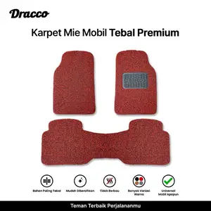 Karpet Mie Mobil Universal Tebal Anti Slip Karpet Dasar Mobil Depan Belakang - Merah