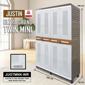 CLUB Plastik Justin Ultra Grand Twin Mini - Lemari Plastik Pakain Printing - Lemari Plastik 4 Pintu