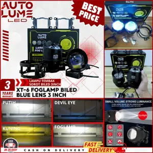 AUTOLUME Lampu Foglamp Projector Biled BLUE LENS HONDA TOYOTA UNIVERSAL 60W | LAMPU KABUT BILED FOGLAMP BLUE LENS TOYOTA HONDA Hi Low 3 inch
