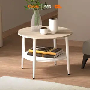 Cubic Meja Tamu Bulat Minimalis / Coffee Table / Meja Kopi Bulat 2 Tingkat - LIVINA CFT 62 J