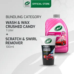 Turtle Wax Wash & Wax Crushed Candy + Scratch & Swirl Remover Shampoo Sampo Sabun Cuci Mobil Motor Cairan Kental Busa Foam Wangi Penghilang Baret Body Mobil Motor Helm Kulkas Meja Kayu Pernis Aplikasi Manual Finishing Gloss copy