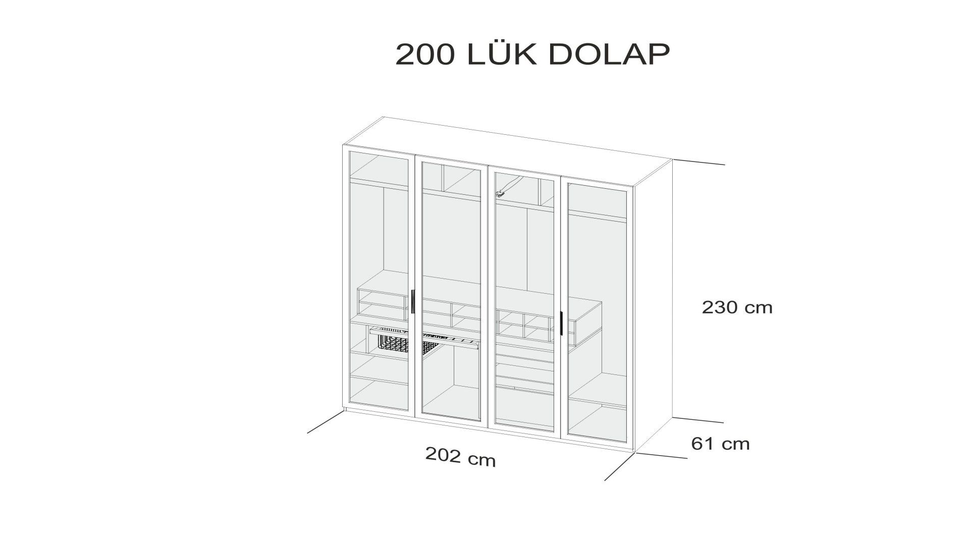 Defne 200 cm Dolap