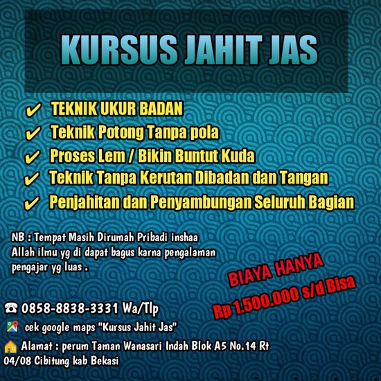 Kursus Jahit Jas Wanajaya Bekasi Alamatcom