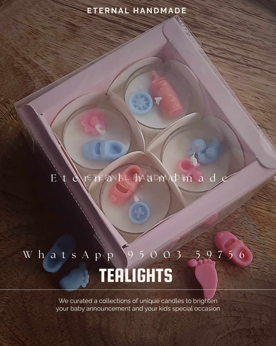 Baby shower themed tealight set