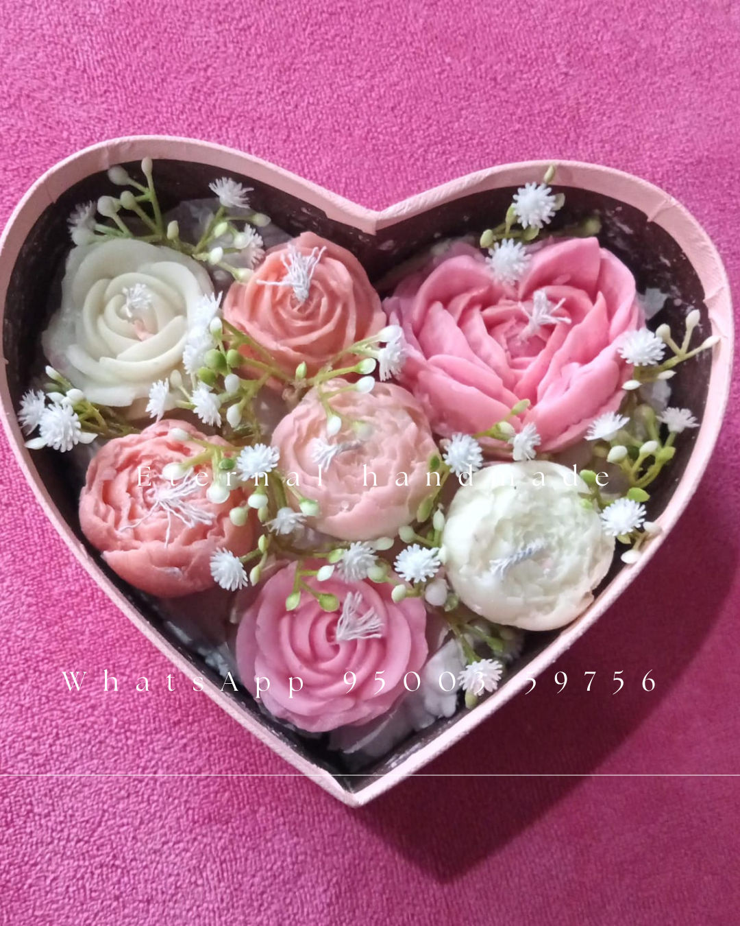 Heart Box Flowes Boquet candles 