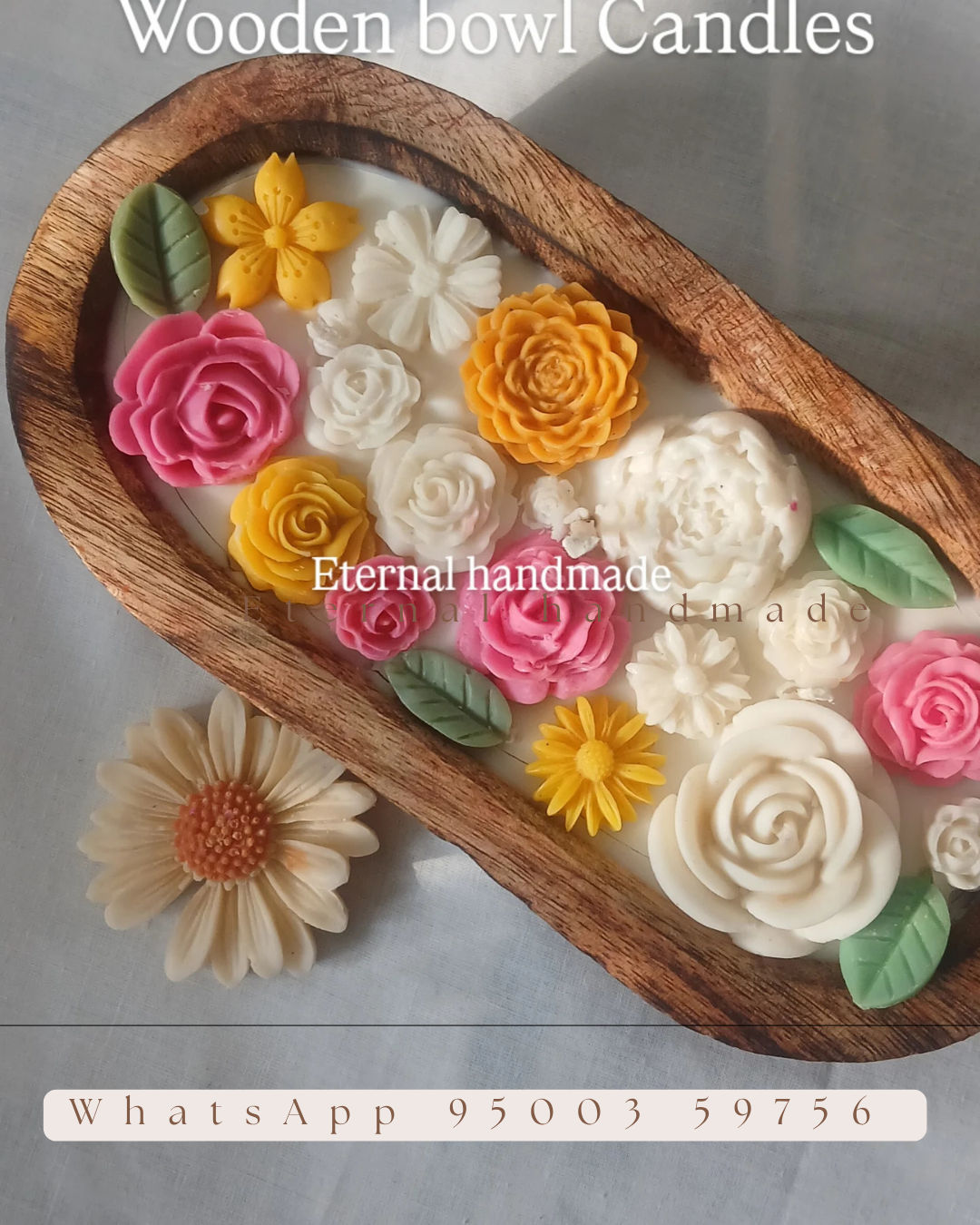 Floral Wooden Tub Candle