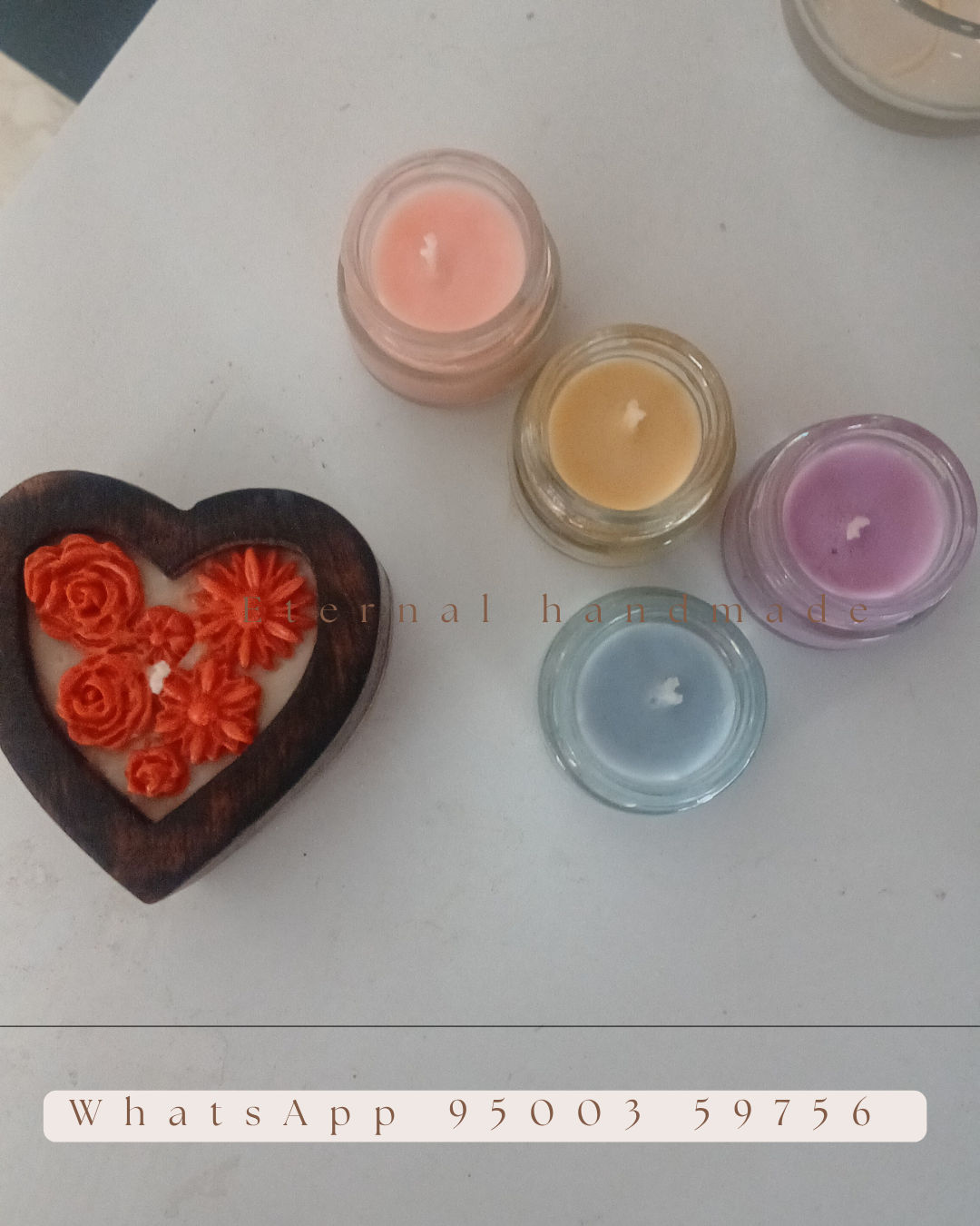Heart themed wooden jar candles