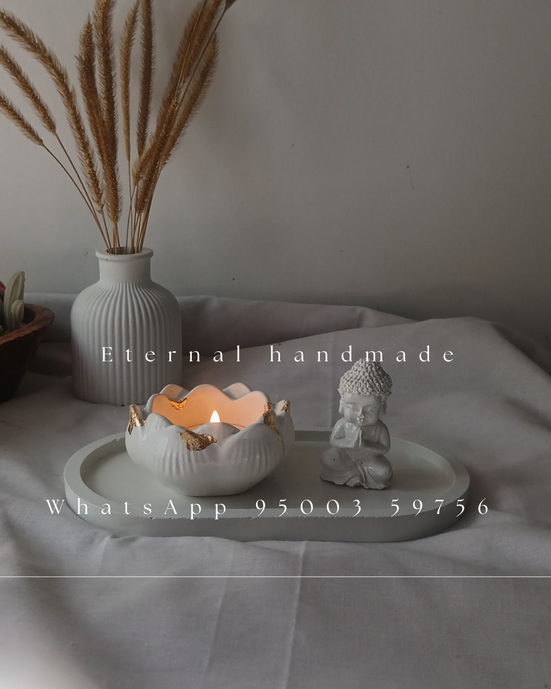 Buddha lotus tealight tray set 
