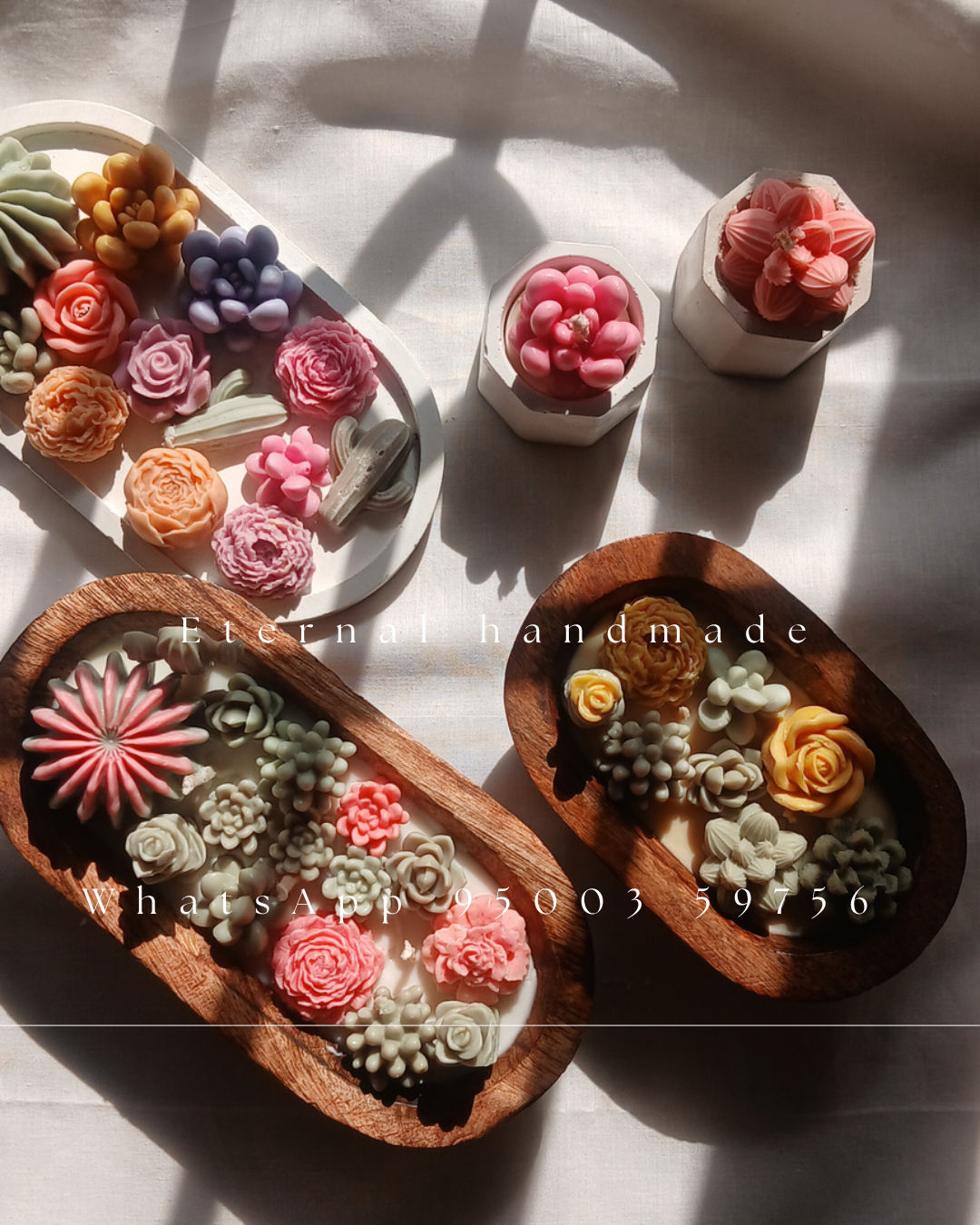 Cactus Wooden Bowl Candle