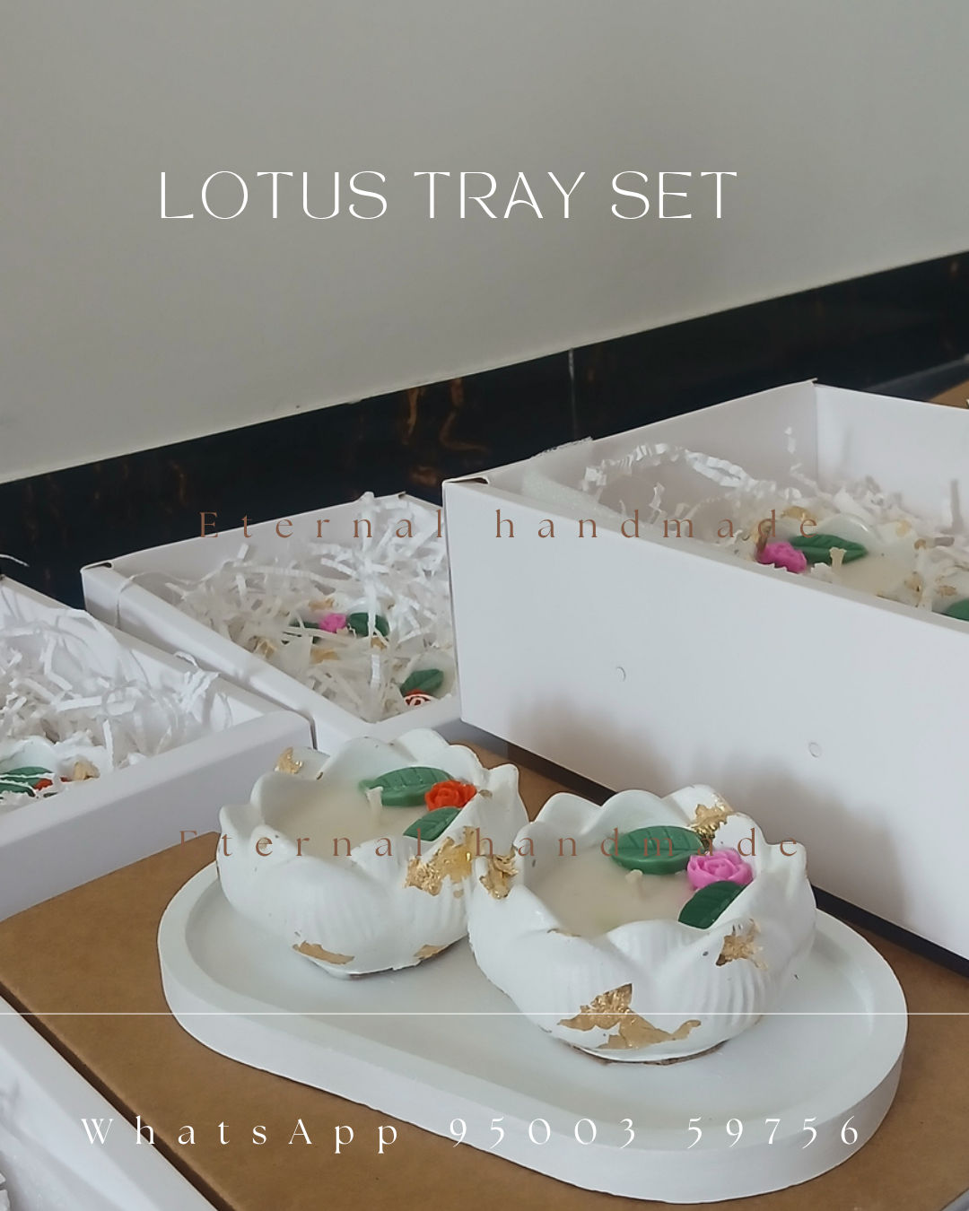 Lotus candles tray set