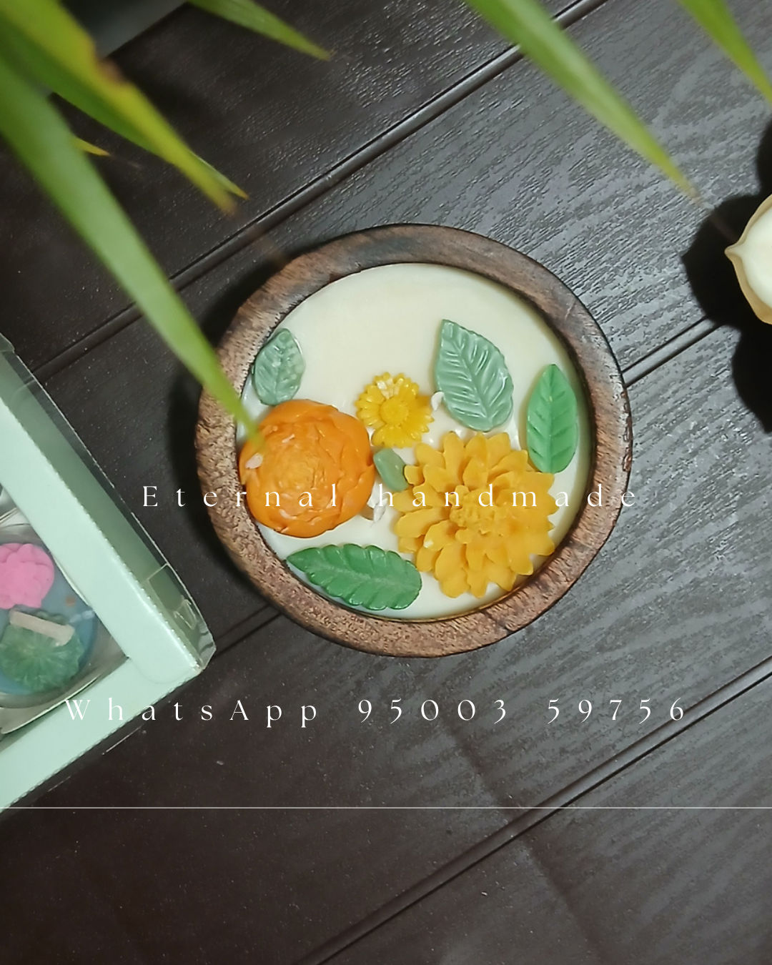 Floral Wooden Bowl