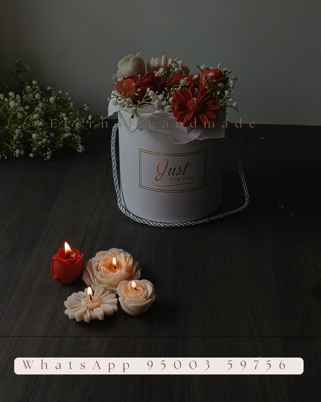 Round  Box Flowes Boquet candles 