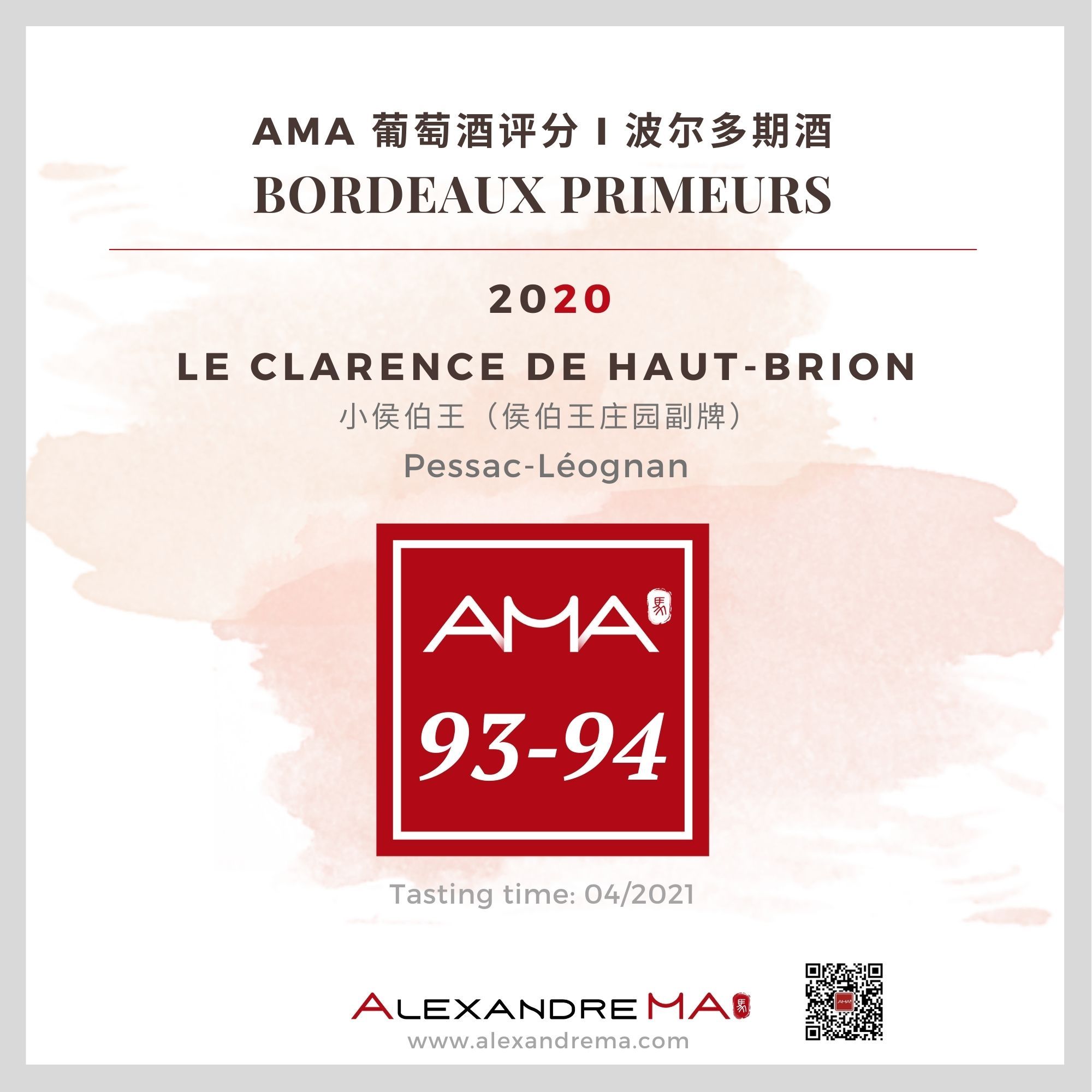 Château Haut Brion – Le Clarence de Haut-Brion – Red – 2020 – CN - Alexandre Ma