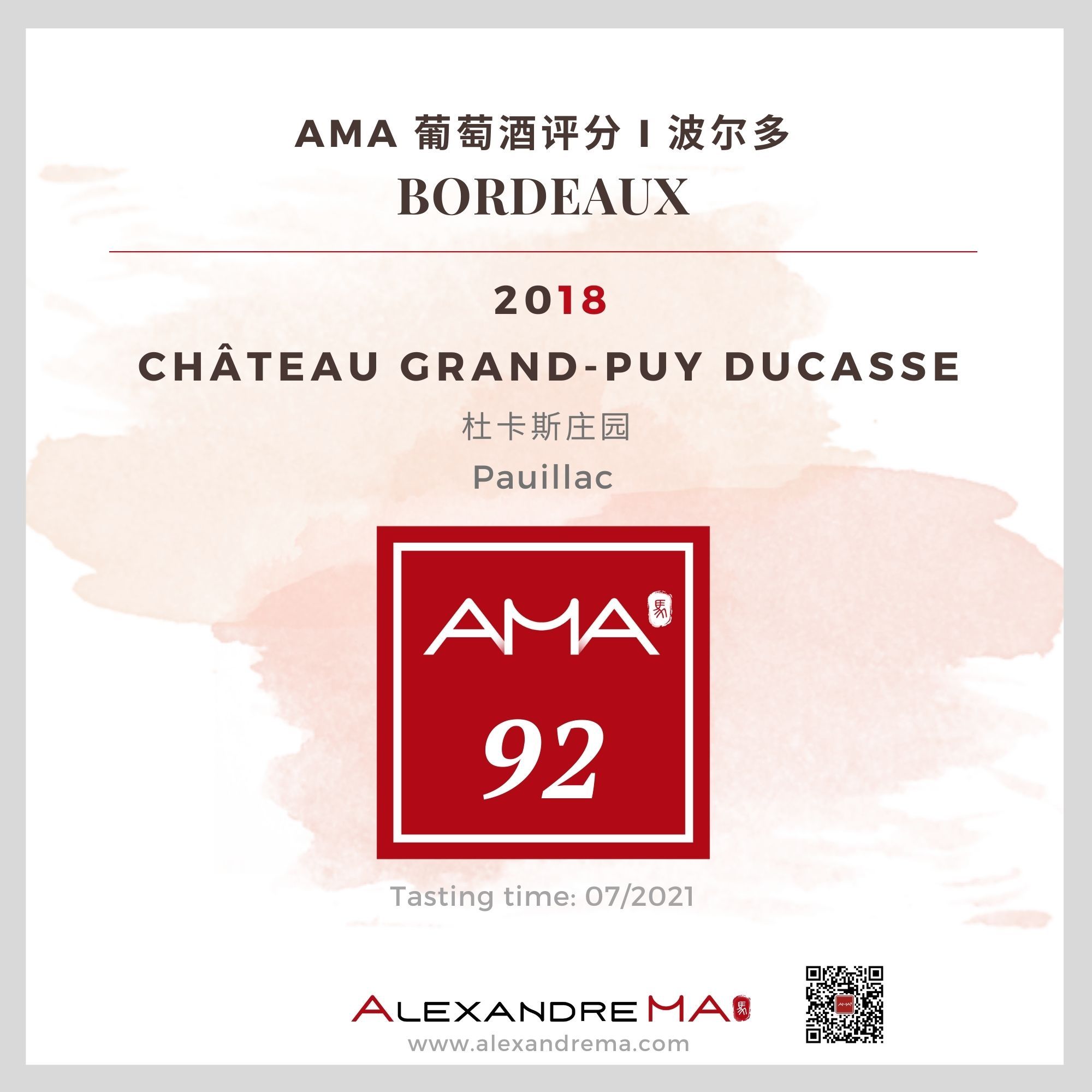 Château Grand-Puy Ducasse 2018 - Alexandre MA