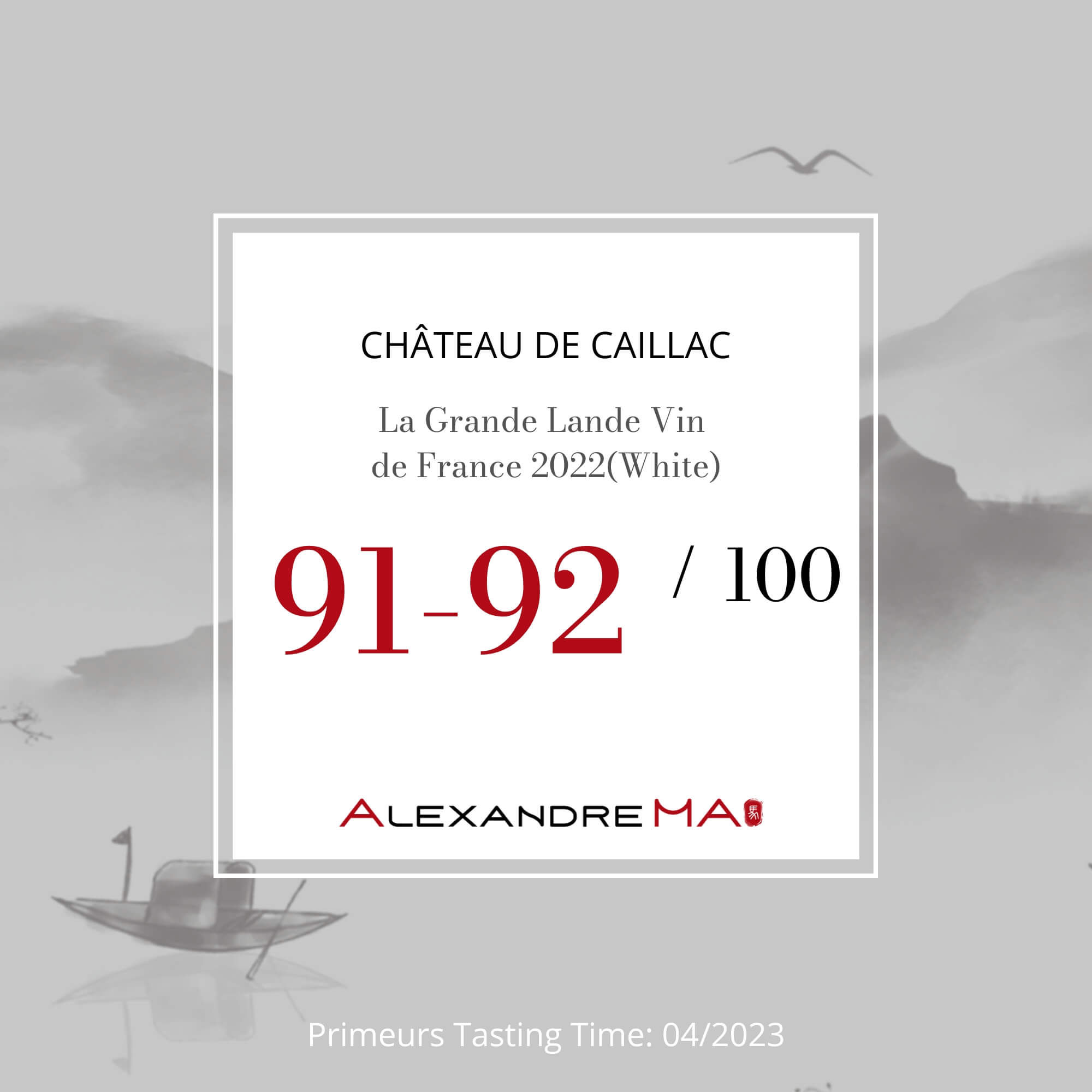 Château de Caillac-La Grande Lande Vin de France 2022-White Primeurs - Alexandre Ma