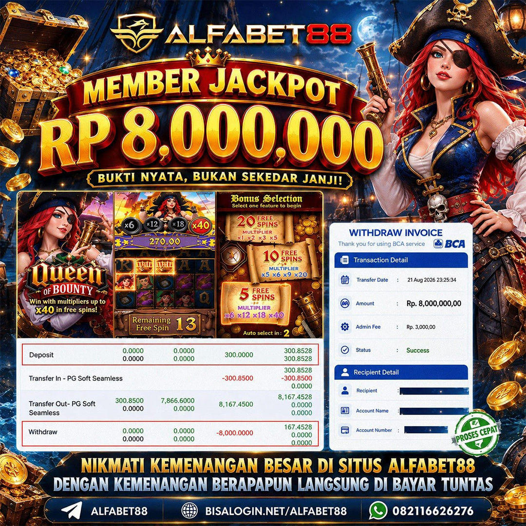 MEMBER JACKPOT Queen Of Bounty IDR 9.475.000