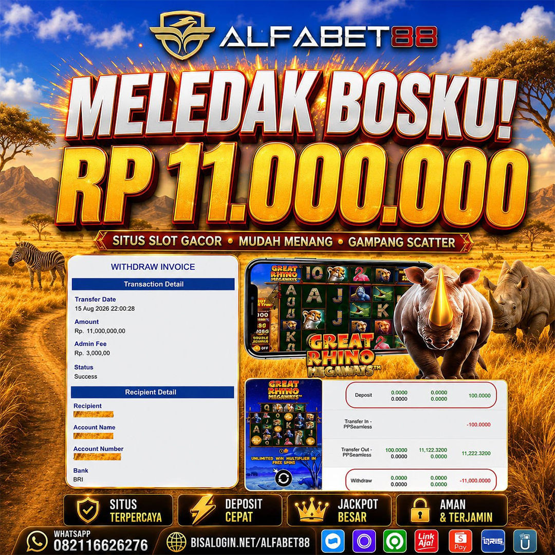 MEMBER JACKPOT Great Rhino Megaways IDR 11.000.000