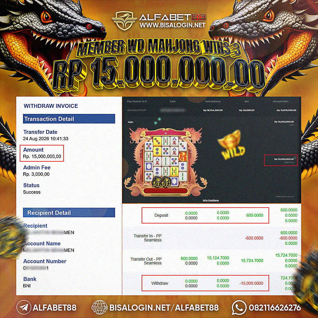 MEMBER JACKPOT Mahjong Wins 3 – Black Scatter IDR 15.000.000