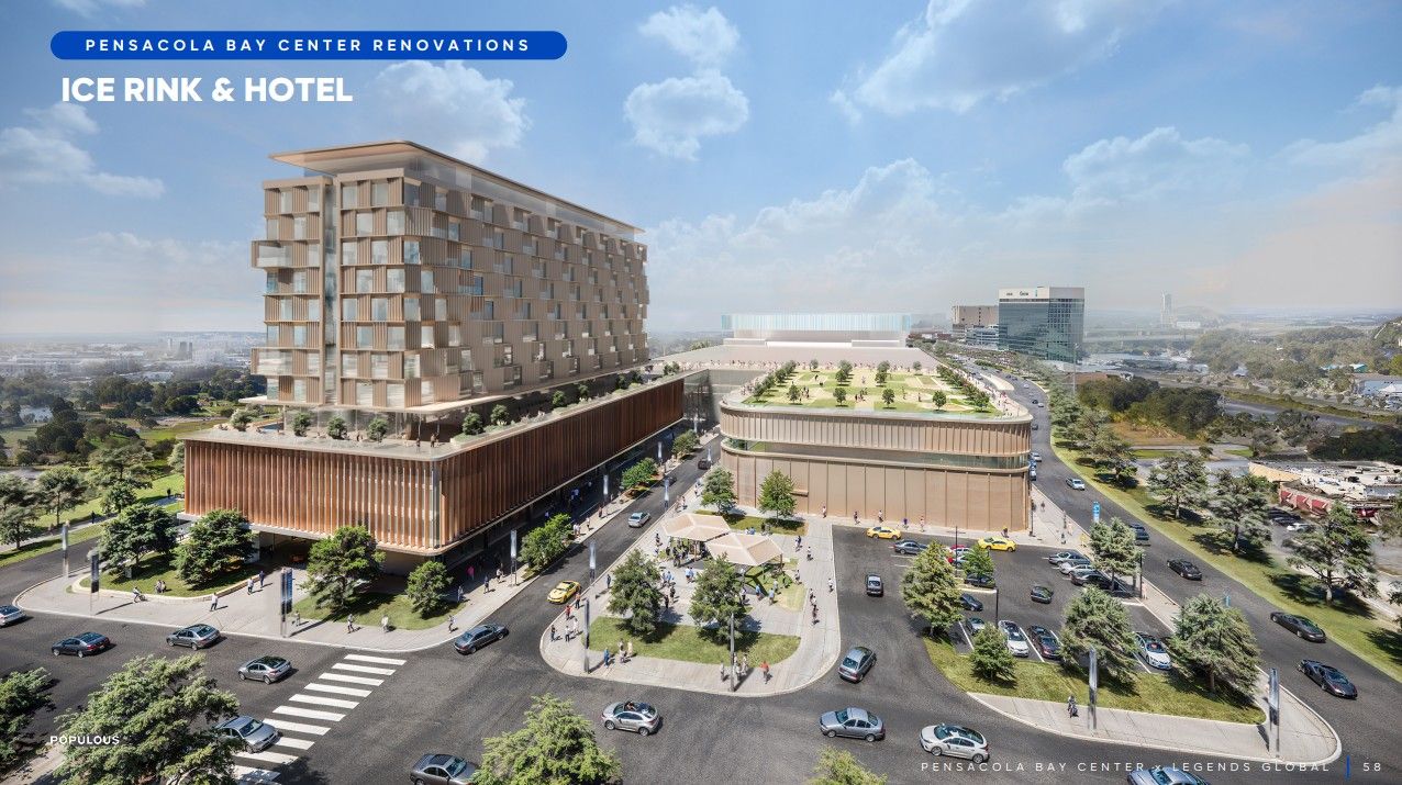 Pensacola Bay Center Ice rink and hotel concept.