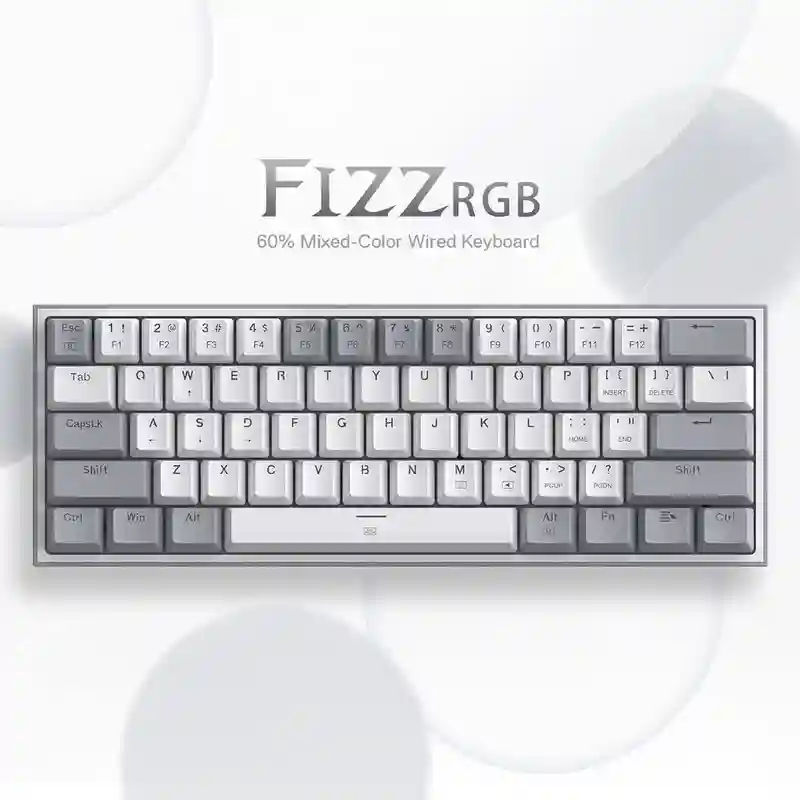 Redragon K617 Fizz 60% Mechanical Gaming Keyboard - Gray White