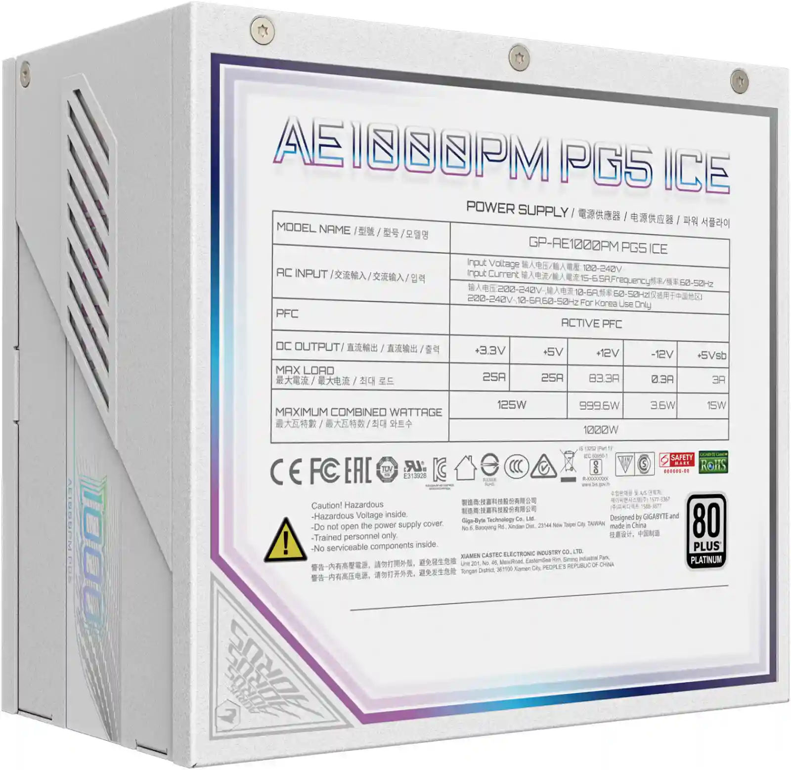 AORUS ELITE P1000W 80+ Platinum Modular PCIe 5.0 ICE