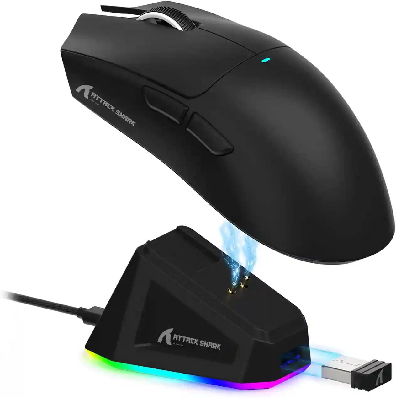 ATTACK SHARK X11 Lightweight Wireless Gaming Mouse with RGB Charging Dock,Tri-Mode-2.4G/USB-C Wired/BT,22K DPI,PAW3311 Optical Sensor,HUYU Switch, 5 programmable Buttons for PC