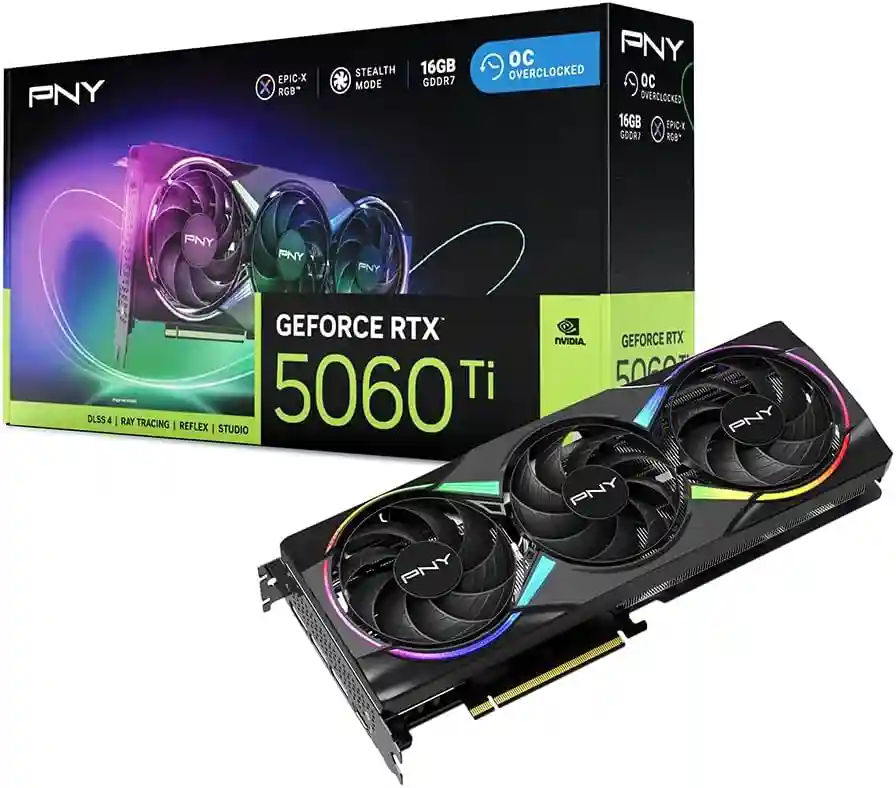 PNY NVIDIA GeForce RTX™ 5060 Ti 16G Epic-X RGB™ OC Triple-Fan Graphics Card