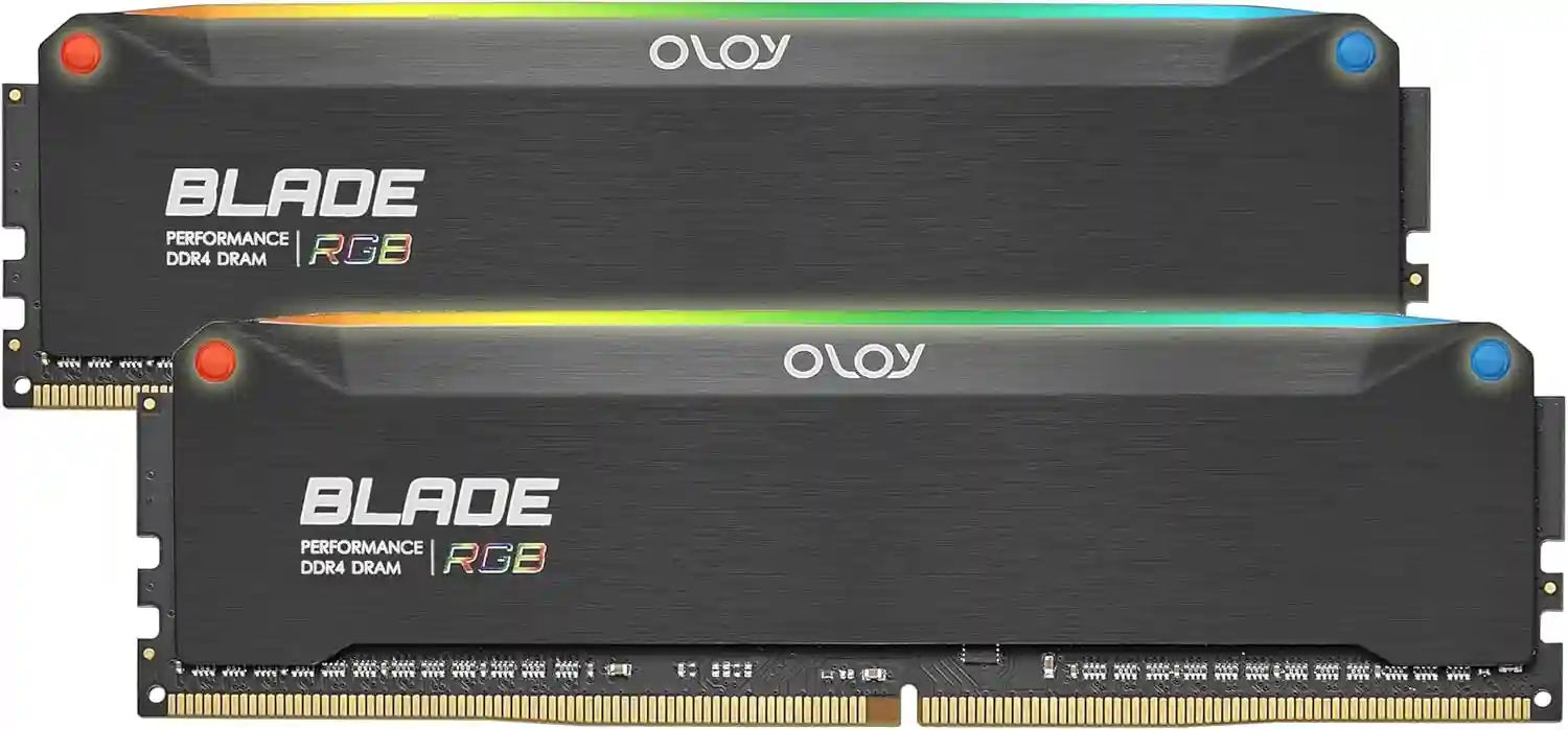 OLOy DDR4 RAM 16GB (2x8GB) Black Hairline Blade RGB 3200 MHz CL16 1.35V 288-Pin Desktop Gaming