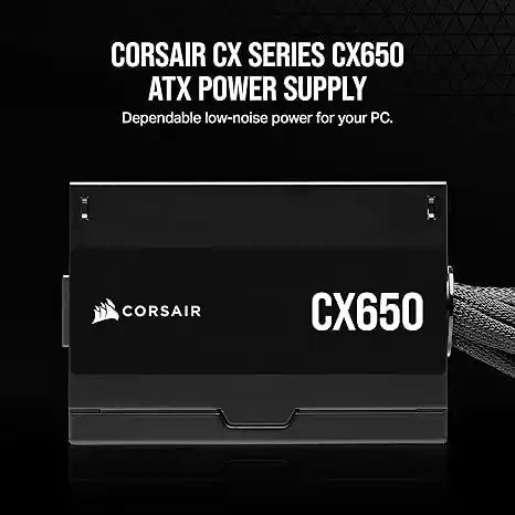 CORSAIR CX650 80 Plus Bronze Non Modular Low-Noise ATX 650 Watt Power Supply - NA - Black