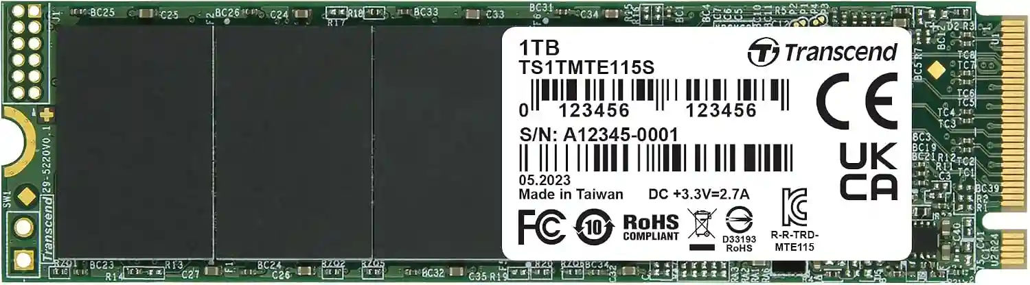 Transcend 1TB MTE115S PCIe 3.0 M.2 2280 SSD, 3200MB/s