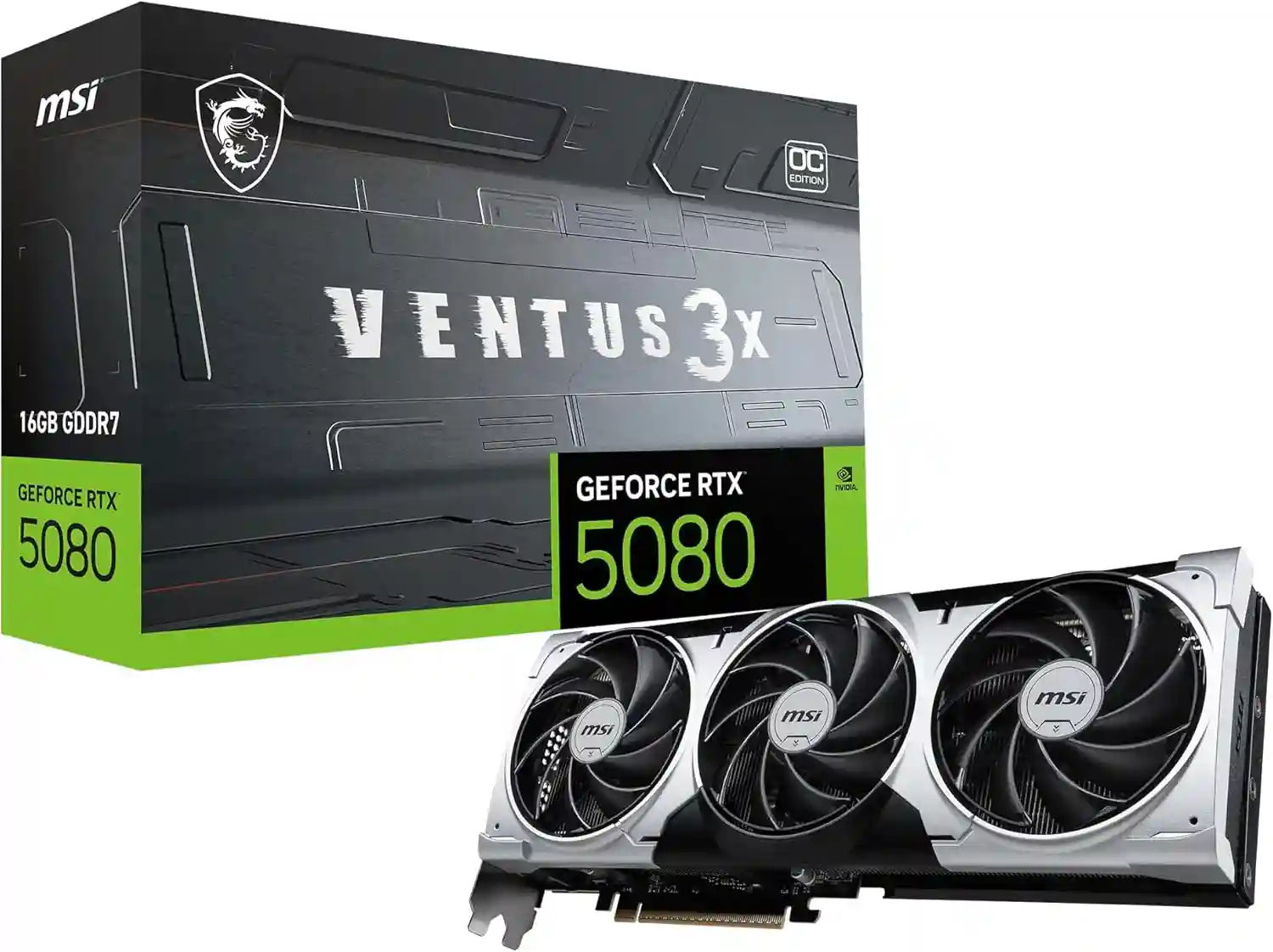 RTX 5080 16G Ventus 3X OC Plus Graphics Card (16GB GDDR7, 256-bit, Extreme Performance: 2655 MHz