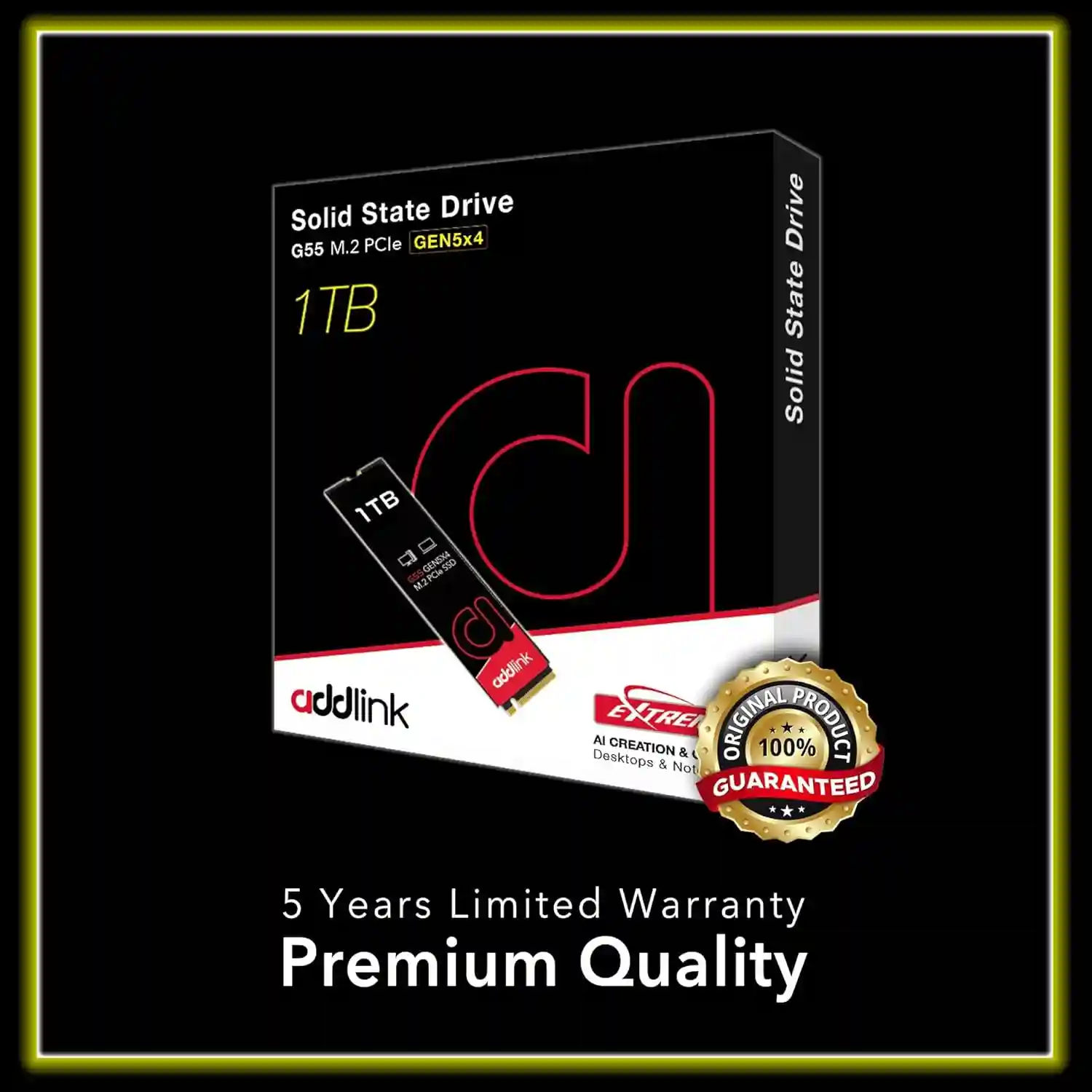 Addlink G55 1TB PCIe 5.0 Gen5 NVMe M.2 SSD- Up to 10,200 MB/s