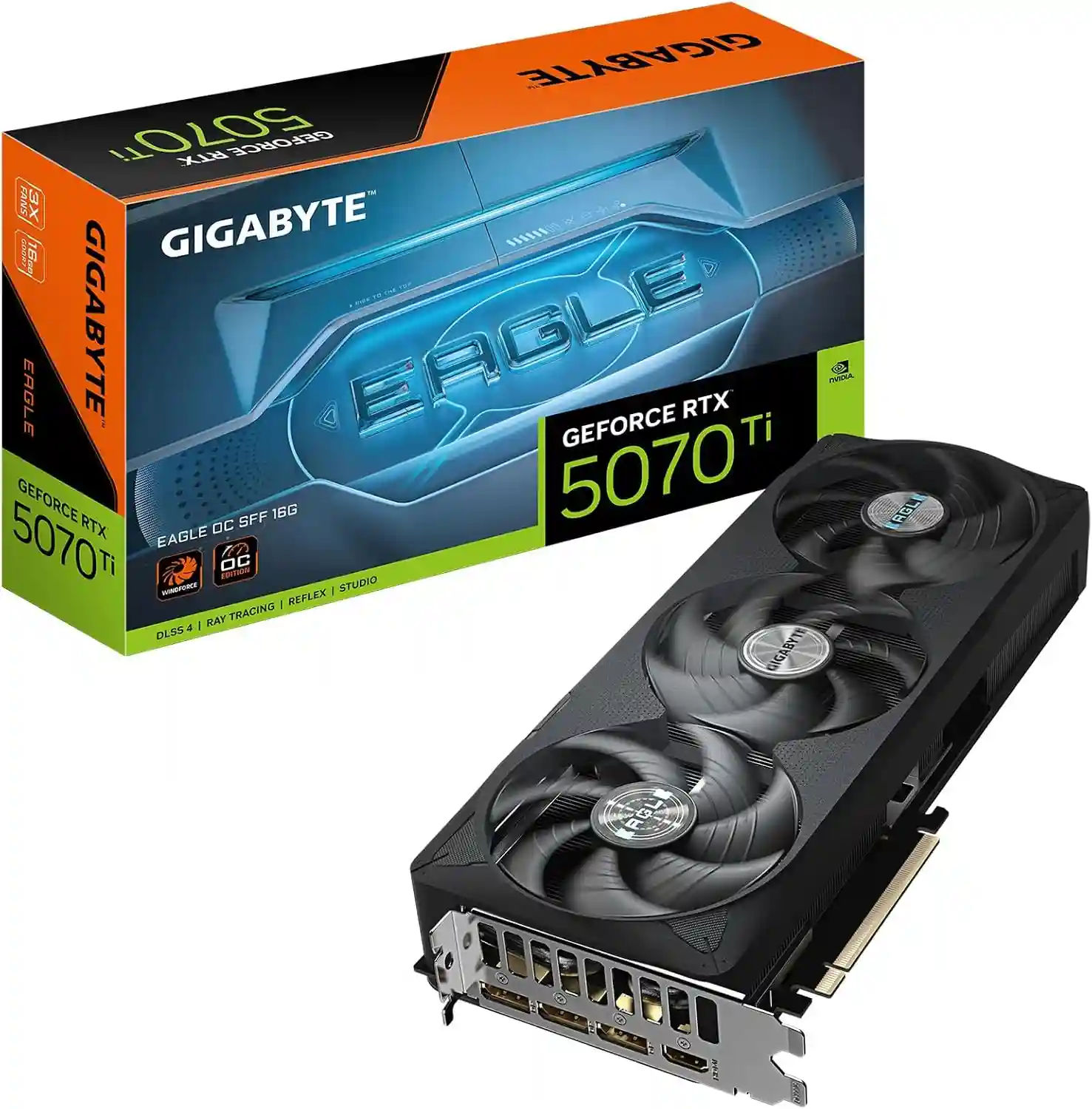 GIGABYTE GeForce RTX 5070 Ti Eagle OC SFF 16G Graphics Card, 16GB 256-bit GDDR7, PCIe 5.0, WINDFORCE Cooling System, GV-N507TEAGLE OC-16G