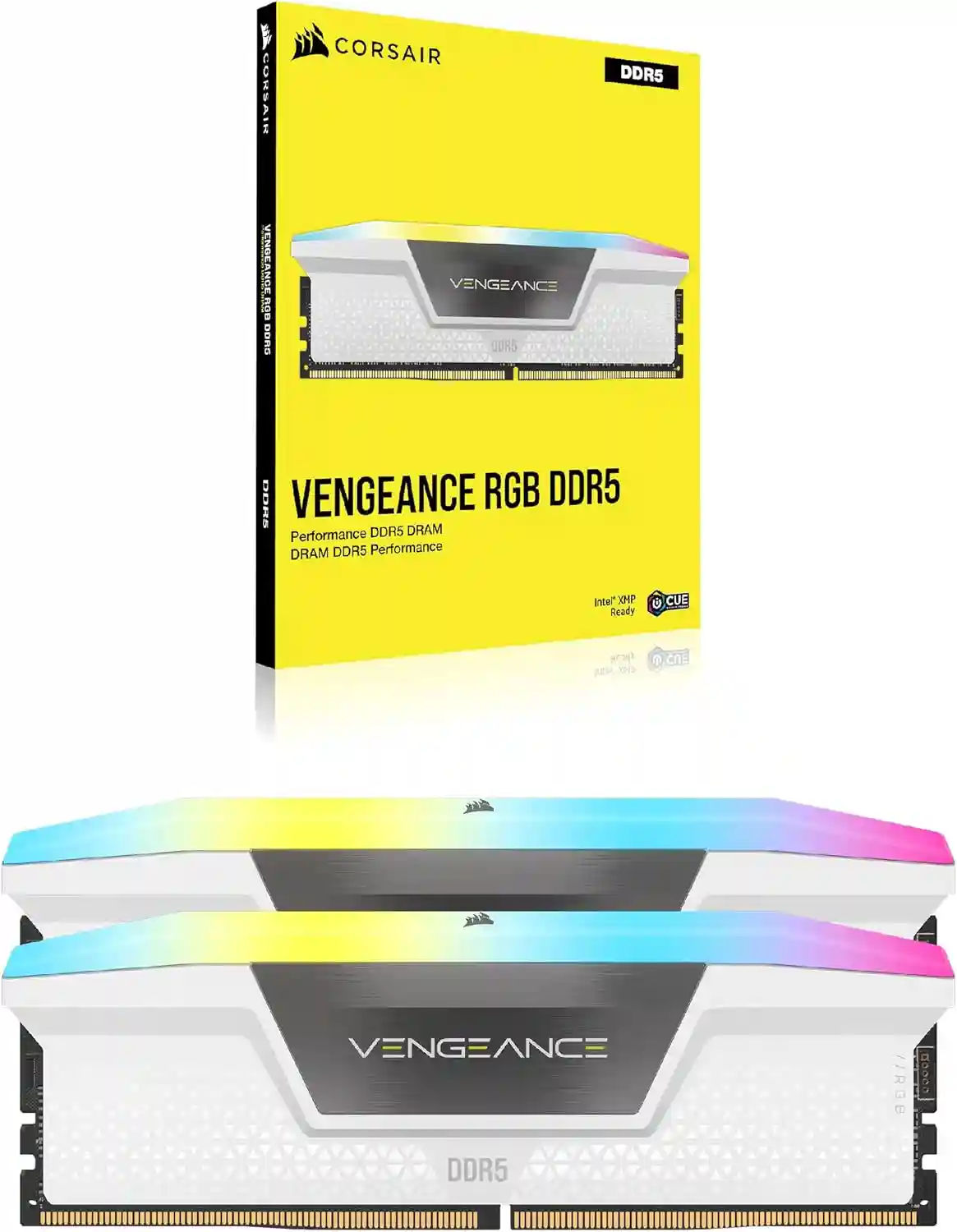 CORSAIR VENGEANCE RGB DDR5 RAM 32GB (2x16GB) 6000MHz CL36 XMP iCUE Compatible Computer Memory - White