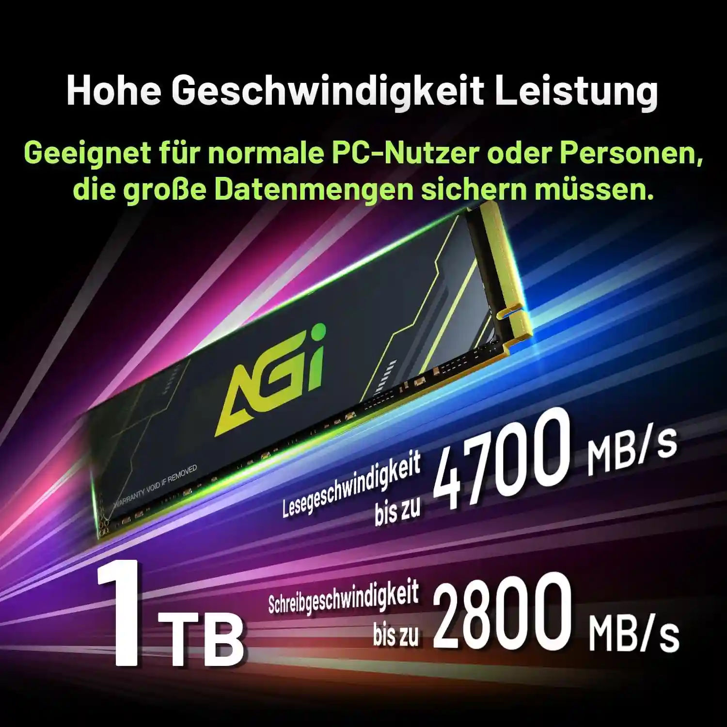 AGI  SSD 1TB M.2 NVMe PCIe Gen4 Internal SSD, Read Speed of up to 4700 MB/s,