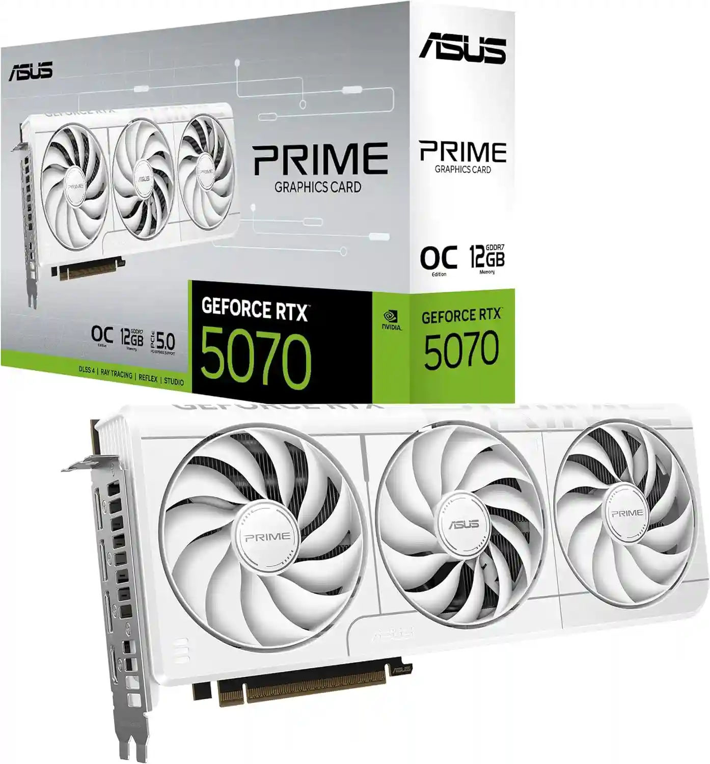 ASUS Prime GeForce RTX 5070 12GB GDDR7 White OC Edition Gaming Graphics Card