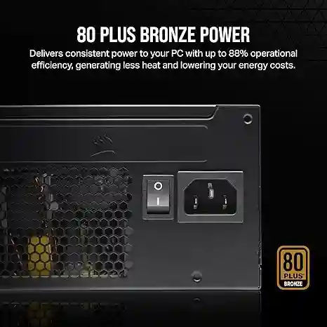 CORSAIR CX650 80 Plus Bronze Non Modular Low-Noise ATX 650 Watt Power Supply - NA - Black