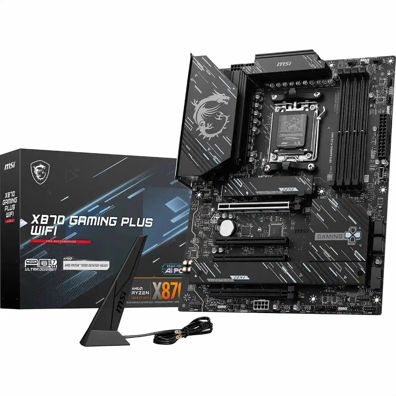 MSI X870 Gaming Plus WiFi Motherboard, ATX - Supports AMD Ryzen 9000/8000 / 7000 Processors, AM5-60A SPS VRM, DDR5 Memory Boost 8200+ MT/s (OC), PCIe 5.0 x16 & 4.0 x16, M.2 Gen5, Wi-Fi 7, 5G LAN
