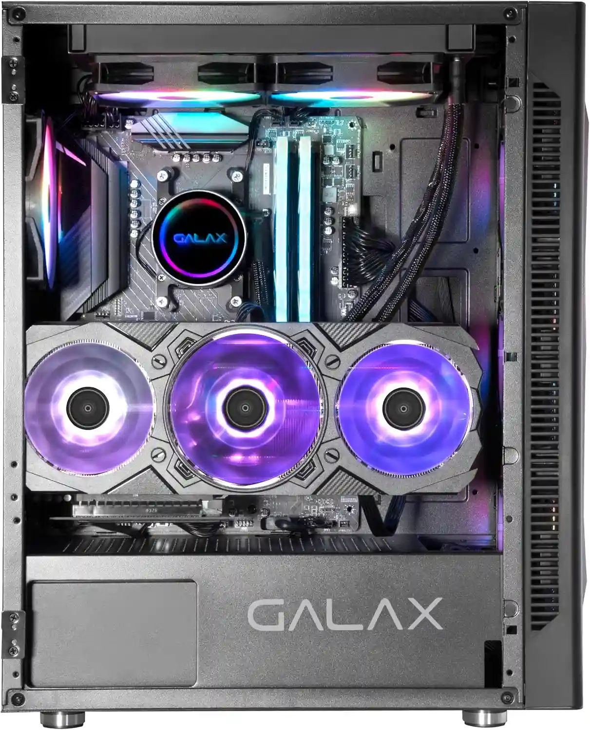 Galax Rev-06 ARGB Black Revolution 06 With 4 ARGB Fans Preinstalled, Mid Tower Gaming Cabinet, Tempered Glass Side Panel, Supports ATX, M-ATX, ITX Motherboards