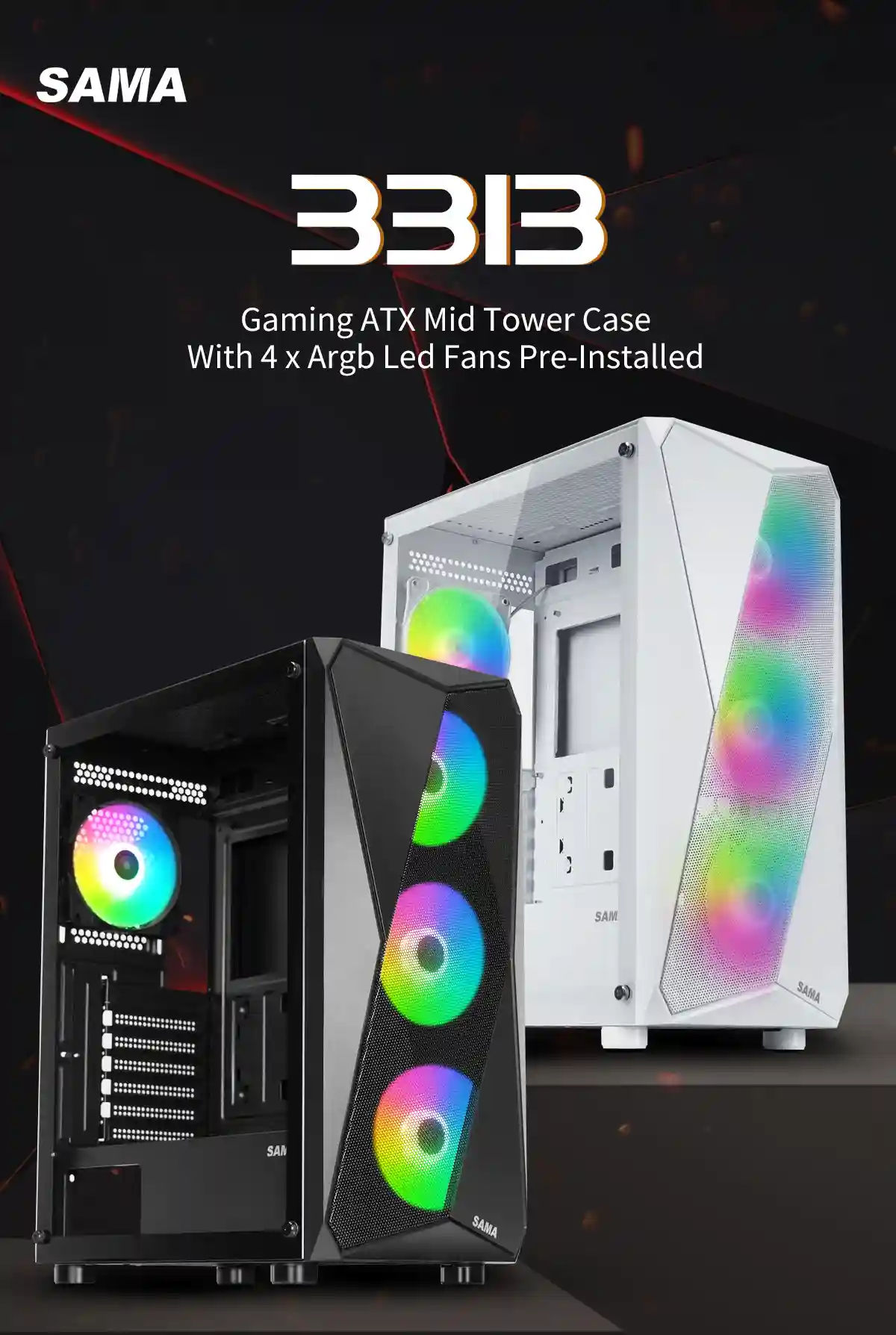 Sama 3313 Tempered Glass ATX Tower Case