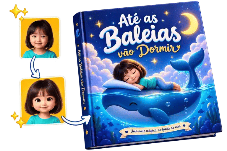 Criança com seu livro personalizado
