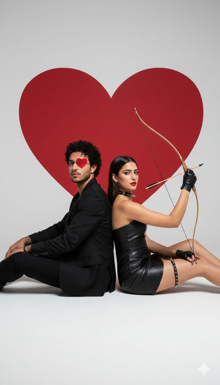 💘 Dark Cupid & Grunge Romance: Free AI Prompt — Portrait AI art prompt example for Midjourney and Stable Diffusion