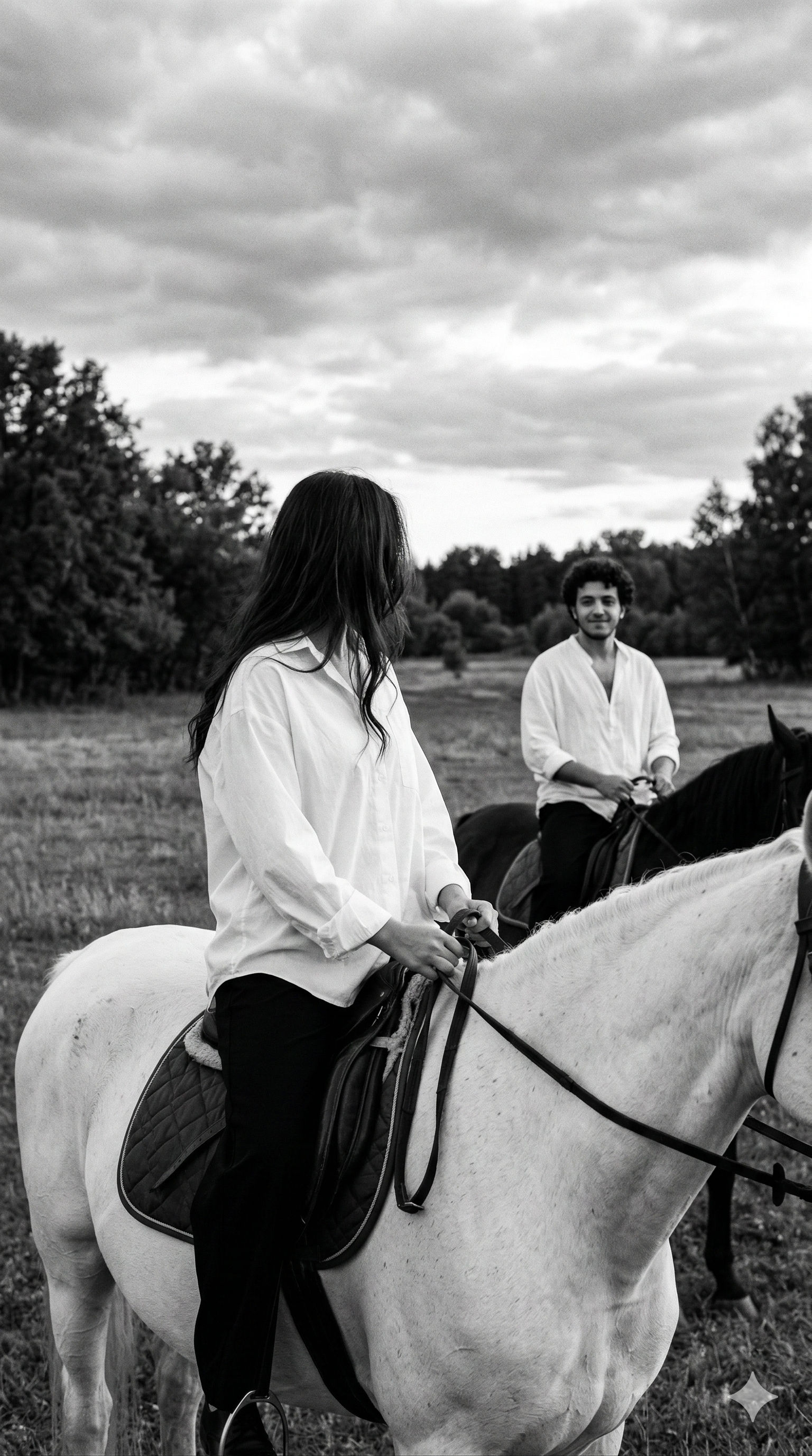 Free Prompt for Cinematic Black and White Equestrian Portrait Photography — Portrait AI art prompt example for Midjourney and Stable Diffusion