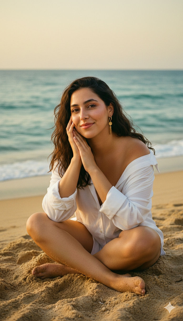 🌊 Beach Day Bliss Aesthetic: Free AI Portrait Prompt — Portrait AI art prompt example for Midjourney and Stable Diffusion