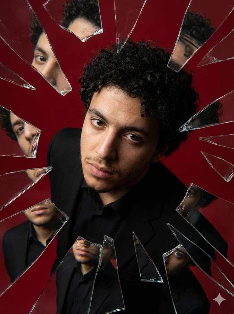 Cinematic Shattered-Glass Portrait Prompt – Ultra-Realistic Editorial, Preserved Facial Identity — Portrait AI art prompt example for Midjourney and Stable Diffusion