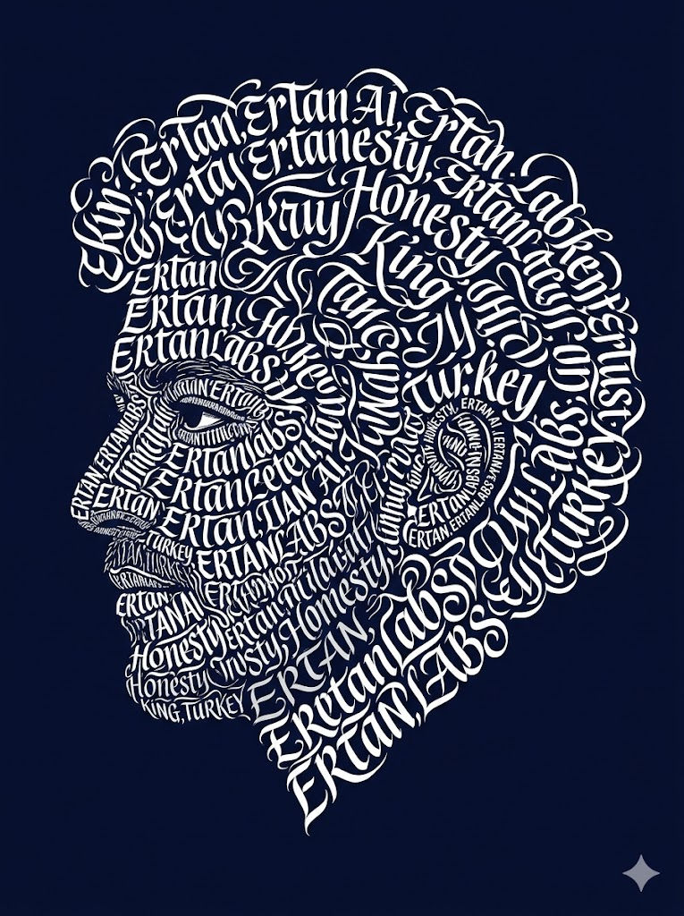 Typographic Calligraphy Portrait – Left Profile Silhouette 8K – Free Prompt — Portrait AI art prompt example for Midjourney and Stable Diffusion