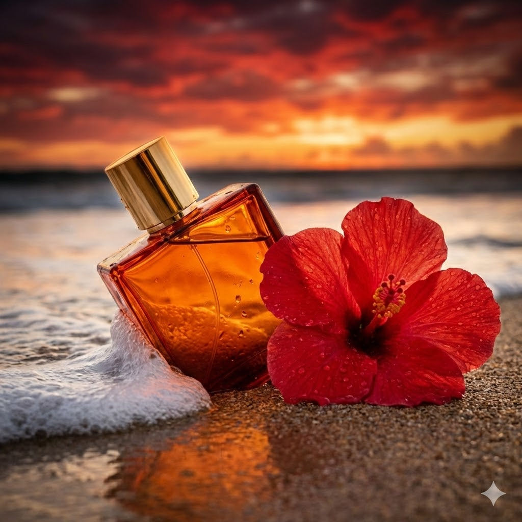 🌅 Sunset Perfume Product Photography: Free AI Prompt — Portrait AI art prompt example for Midjourney and Stable Diffusion